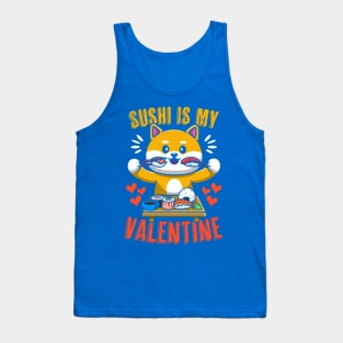 Sushi Is My Valentine Funny Kawaii Corgi Valentine's Day Tank Top